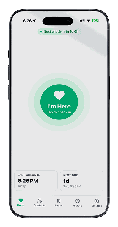 I'm Here app screen